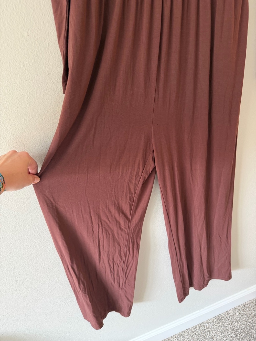 Wide-Leg Brown Jumpsuit - Picture 6 of 9